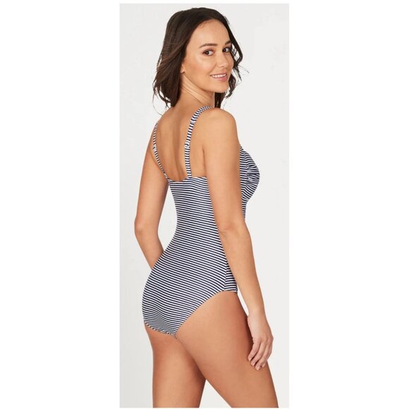 Nip Tuck Sorrento Stripe Joanne One Piece Swimsuit Navy MultiFit Cup SZ 8 NWOT - Picture 2 of 7